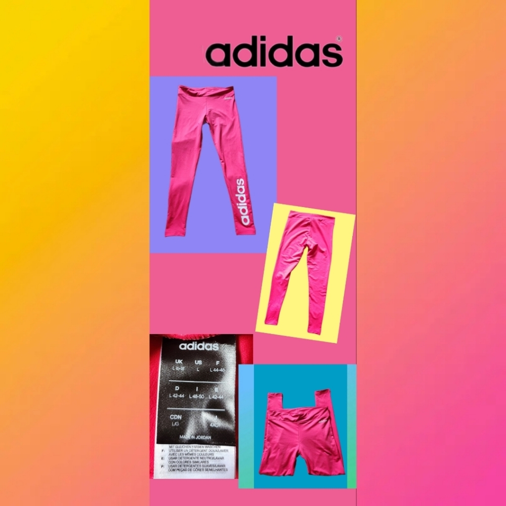 ADIDAS HOT PINK MONOGRAM LEGGINGS  SIZE LARGE LIKE BRAND NEW